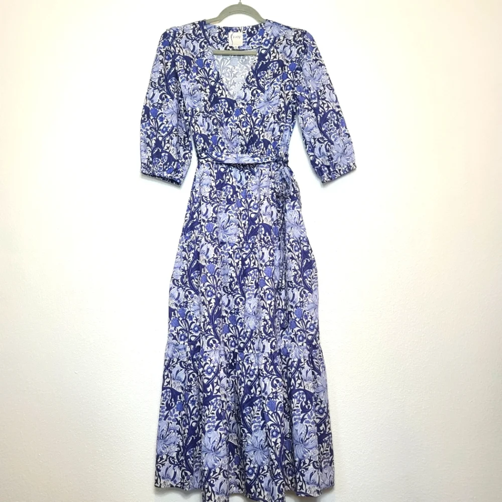 FINLEY Aerin Floral Maxi Dress In Blue Iris Size Small - Picture 4 of 11